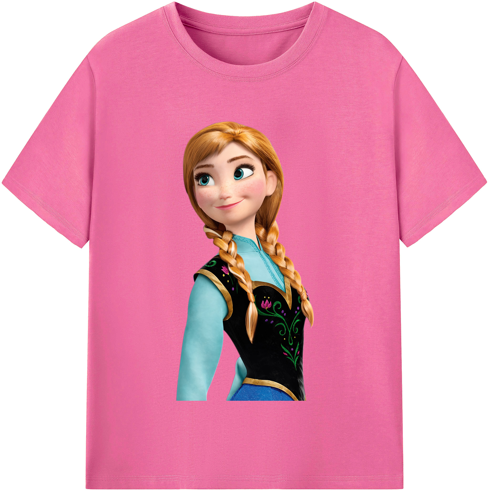 （画像用） アナと雪の女王 アンナ エルサ Frozen Anna Elsa レディースカジュアルプリントTシャツ（綿100％）